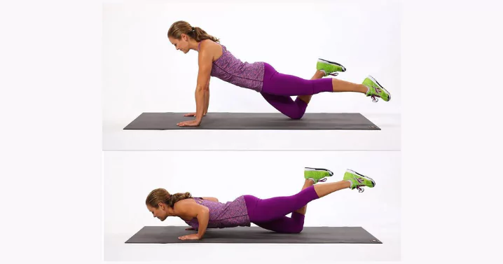 woman doing pushups in two steps